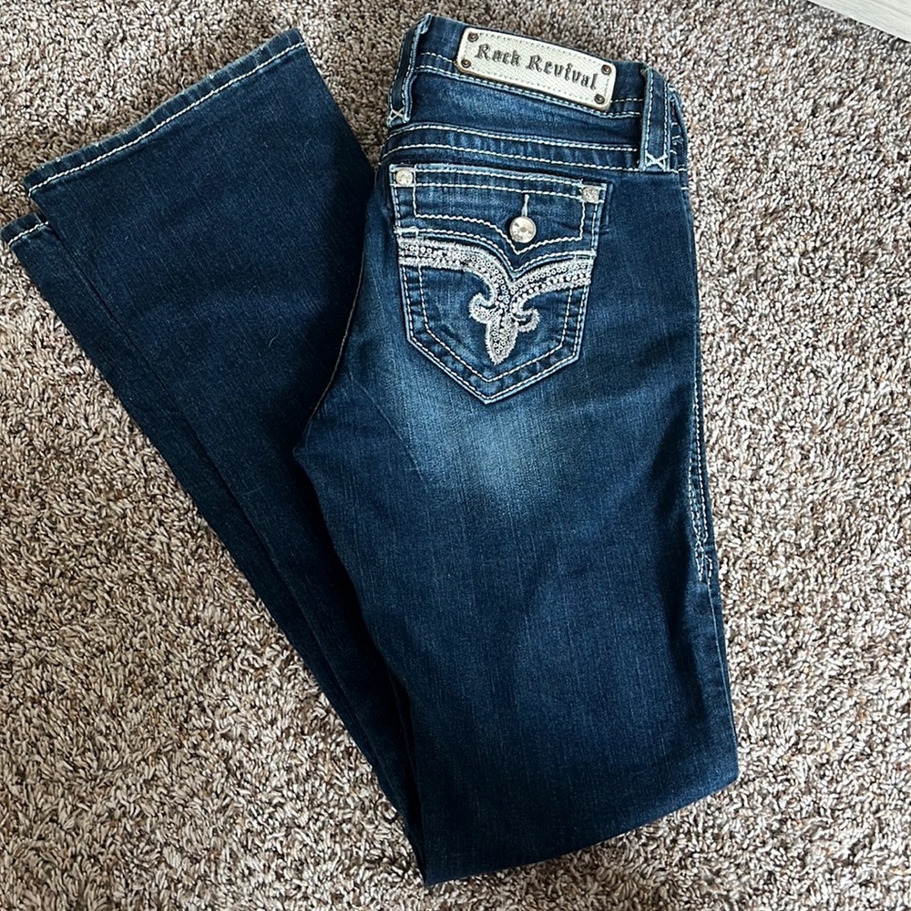 Vintage Rock Revival Low Rise Bootcut Jeans
